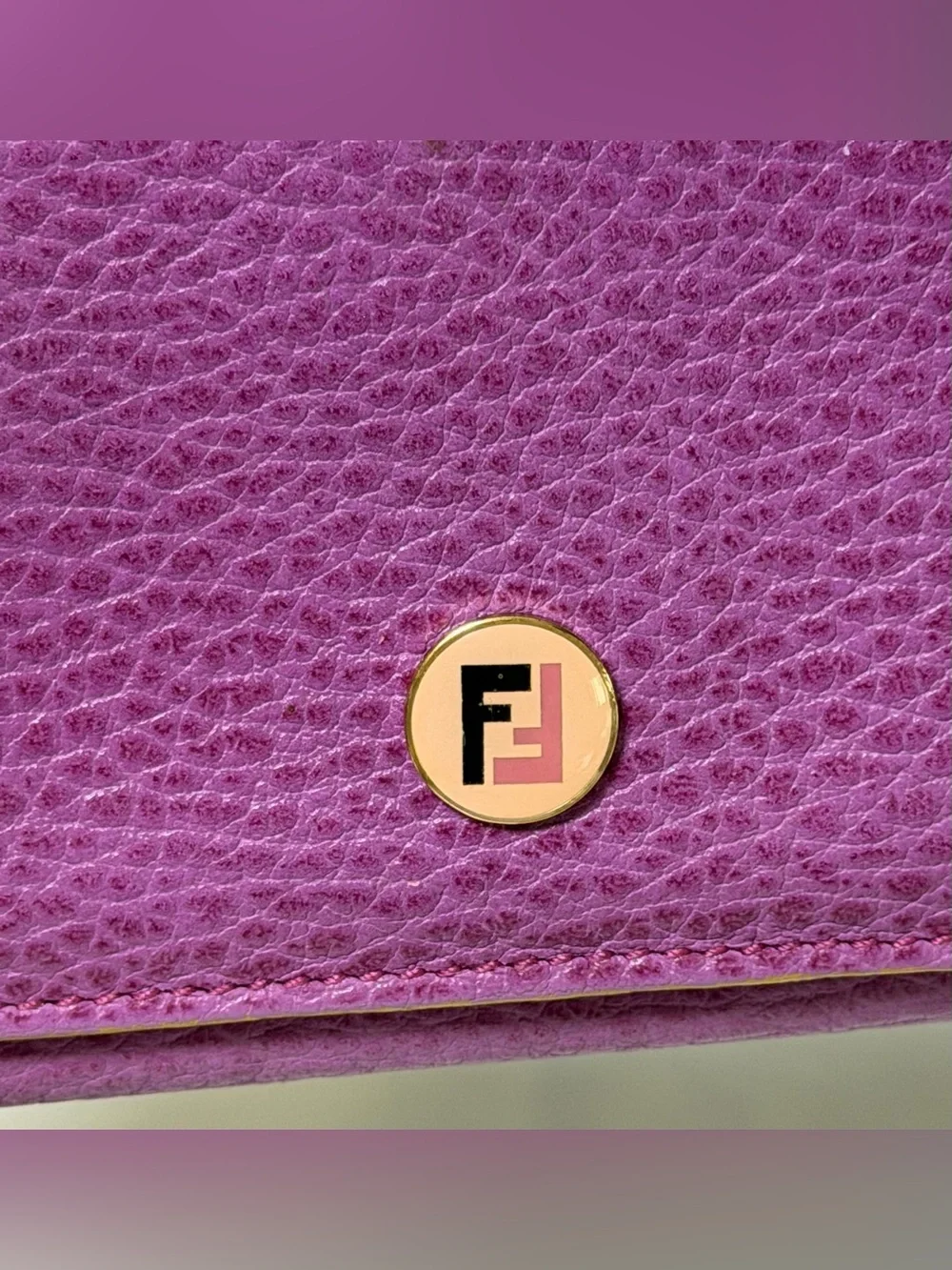 Fendi purple pebbled leather wallet - Picture 4 of 16